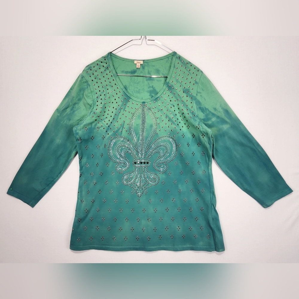 Reba Women's Green Embellished Top Size‎ L
